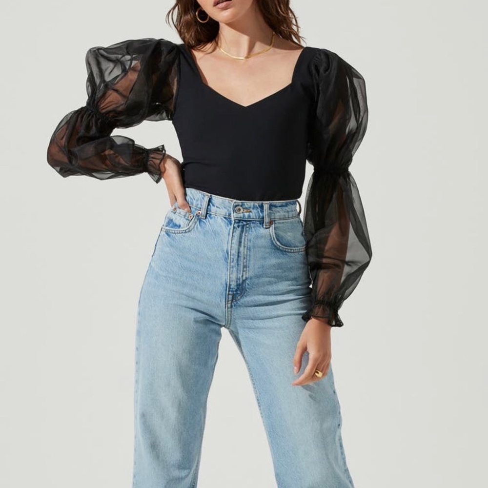 ASTR organza sleeve bodysuit